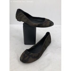 J.Crew Brown Camo Hair-On Calfskin Italian Made Leather Slip-On Flat Women 6
